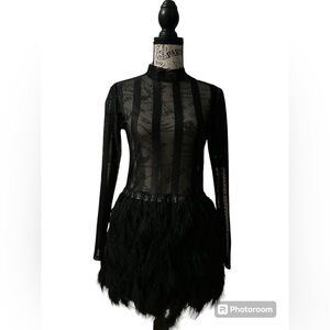 Unique mesh and feather gatsby meets sexy tunic/dress